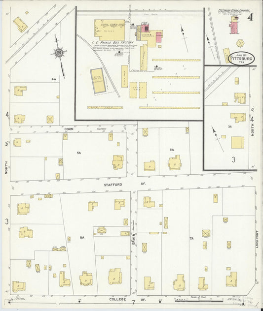 Sanborn Fire Insurance Map from Pittsburg, Camp County, Texas (1911), Sheet #0004 - Historic Sanborn Fire Insurance Map Print, vintage old map wall art, antique decor, genealogy gift, Texas Texas map