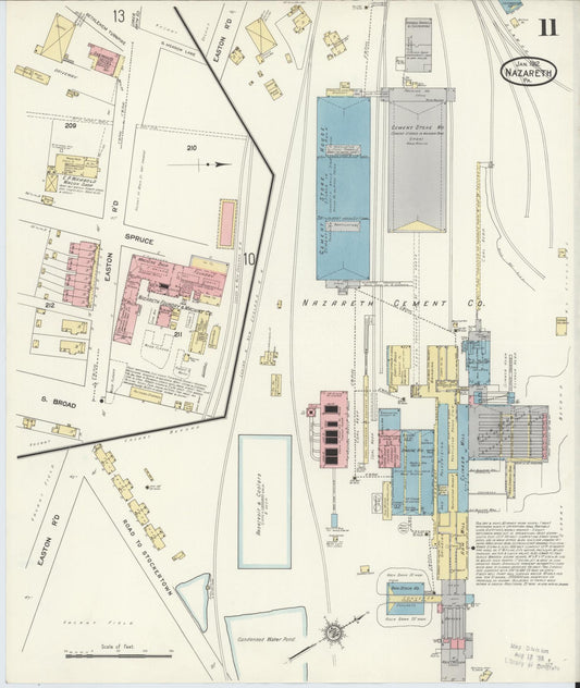 Sanborn Fire Insurance Map from Nazareth, Northampton County, Pennsylvania (1912), Sheet #0011 - Historic Sanborn Fire Insurance Map Print, vintage old map wall art, antique decor, genealogy gift, Pennsylvania Pennsylvania map