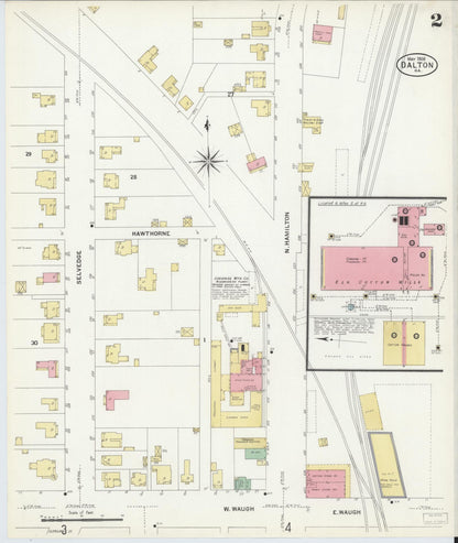 Sanborn Fire Insurance Map from Dalton, Whitfield County, Georgia (1908), Sheet #0002 - Complete Map Set gallery image, historic Sanborn map, vintage wall art, Georgia Georgia