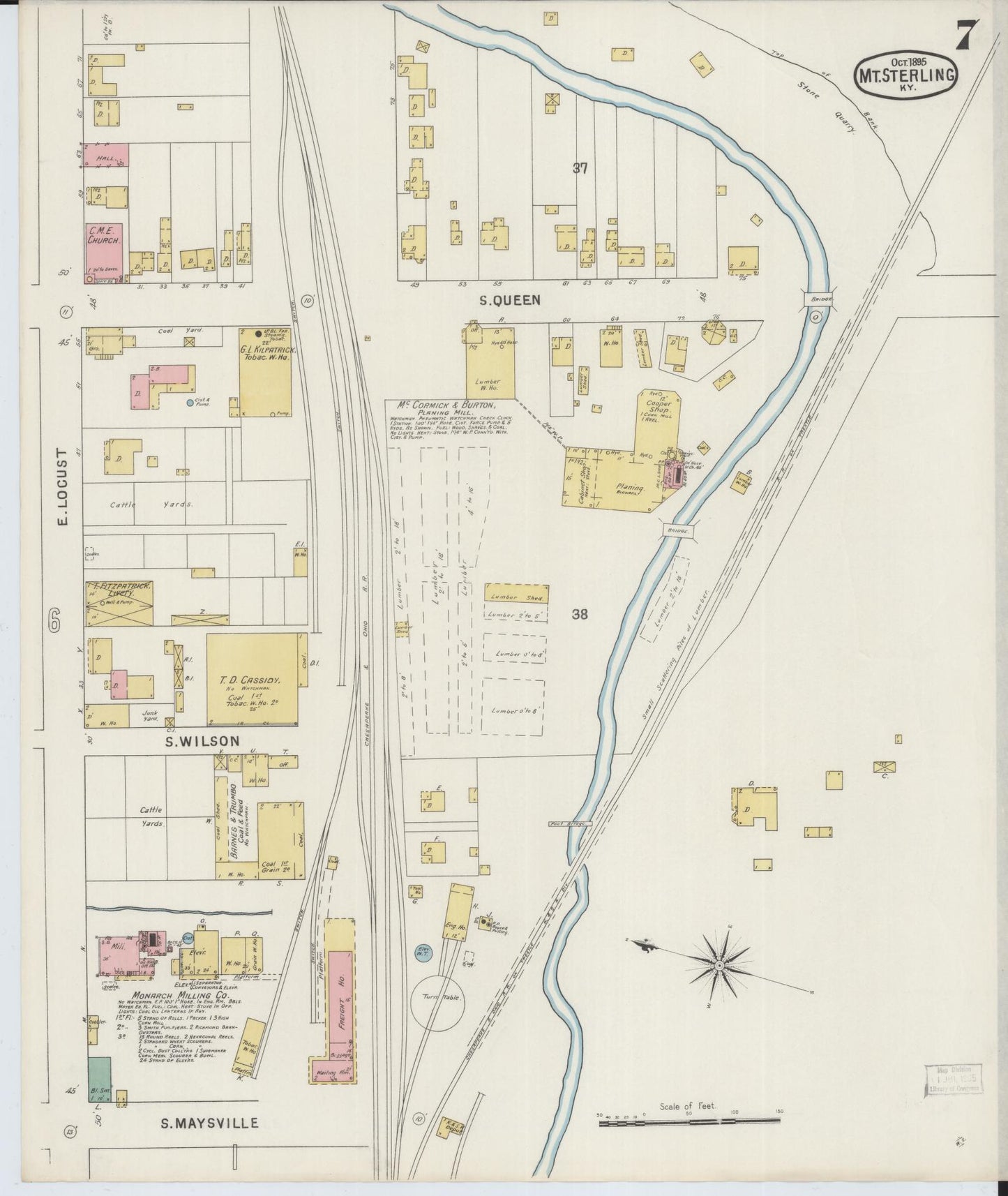 Sanborn Fire Insurance Map from Mount Sterling, Montgomery County, Kentucky (1895), Sheet #0007 - Complete Map Set gallery image, historic Sanborn map, vintage wall art, Kentucky Kentucky