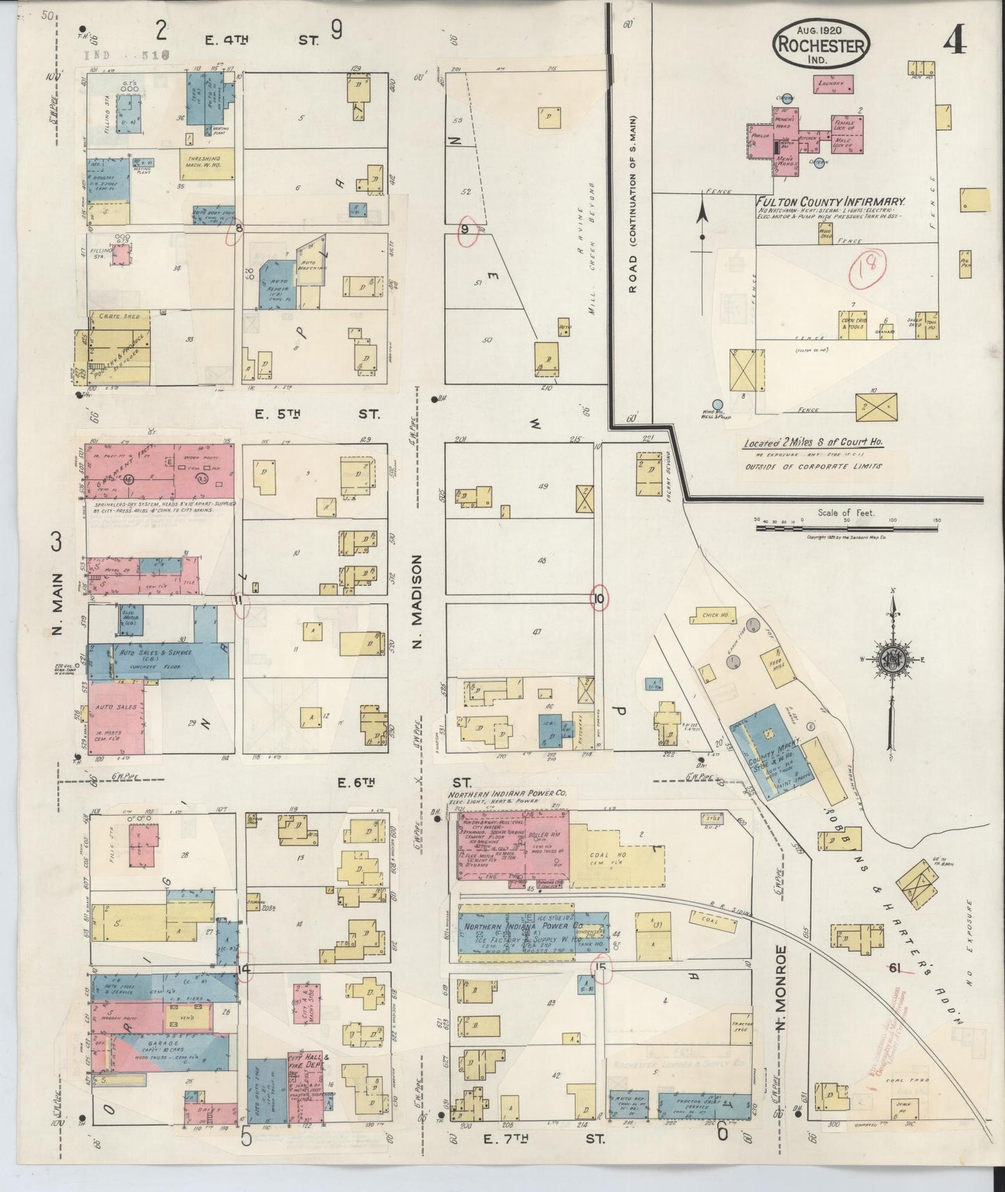 Sanborn Fire Insurance Map from Rochester, Fulton County, Indiana (1942), Sheet #0004 - Complete Map Set gallery image, historic Sanborn map, vintage wall art, Indiana Indiana