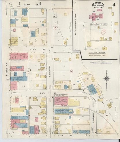 Sanborn Fire Insurance Map from Rochester, Fulton County, Indiana (1942), Sheet #0004 - Complete Map Set gallery image, historic Sanborn map, vintage wall art, Indiana Indiana