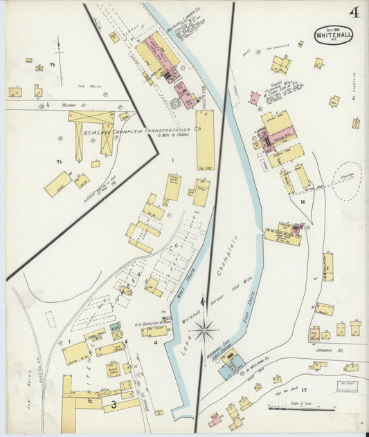 Sanborn Fire Insurance Map from Whitehall, Washington County, New York (1896), Sheet #0004 - Historic Sanborn Fire Insurance Map Print, vintage old map wall art, antique decor, genealogy gift, New York New York map