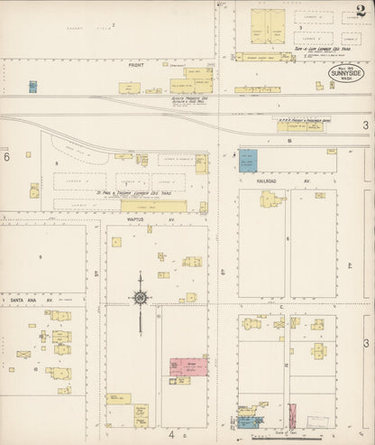 Sanborn Fire Insurance Map from Sunnyside, Yakima County, Washington (1915), Sheet #0002 - Complete Map Set gallery image, historic Sanborn map, vintage wall art, Washington Washington
