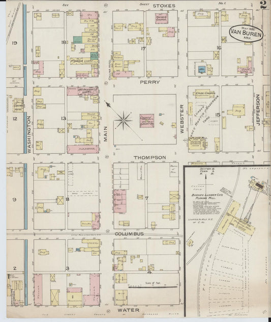 Sanborn Fire Insurance Map from Van Buren, Crawford County, Arkansas (1886), Sheet #0002 - Historic Sanborn Fire Insurance Map Print, vintage old map wall art, antique decor, genealogy gift, Arkansas Arkansas map