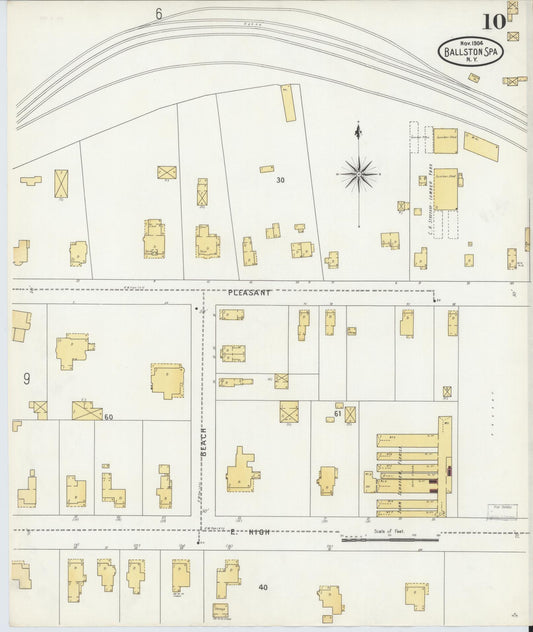 Sanborn Fire Insurance Map from Ballston Spa, Saratoga County, New York (1904), Sheet #0010 - Historic Sanborn Fire Insurance Map Print, vintage old map wall art, antique decor, genealogy gift, New York New York map