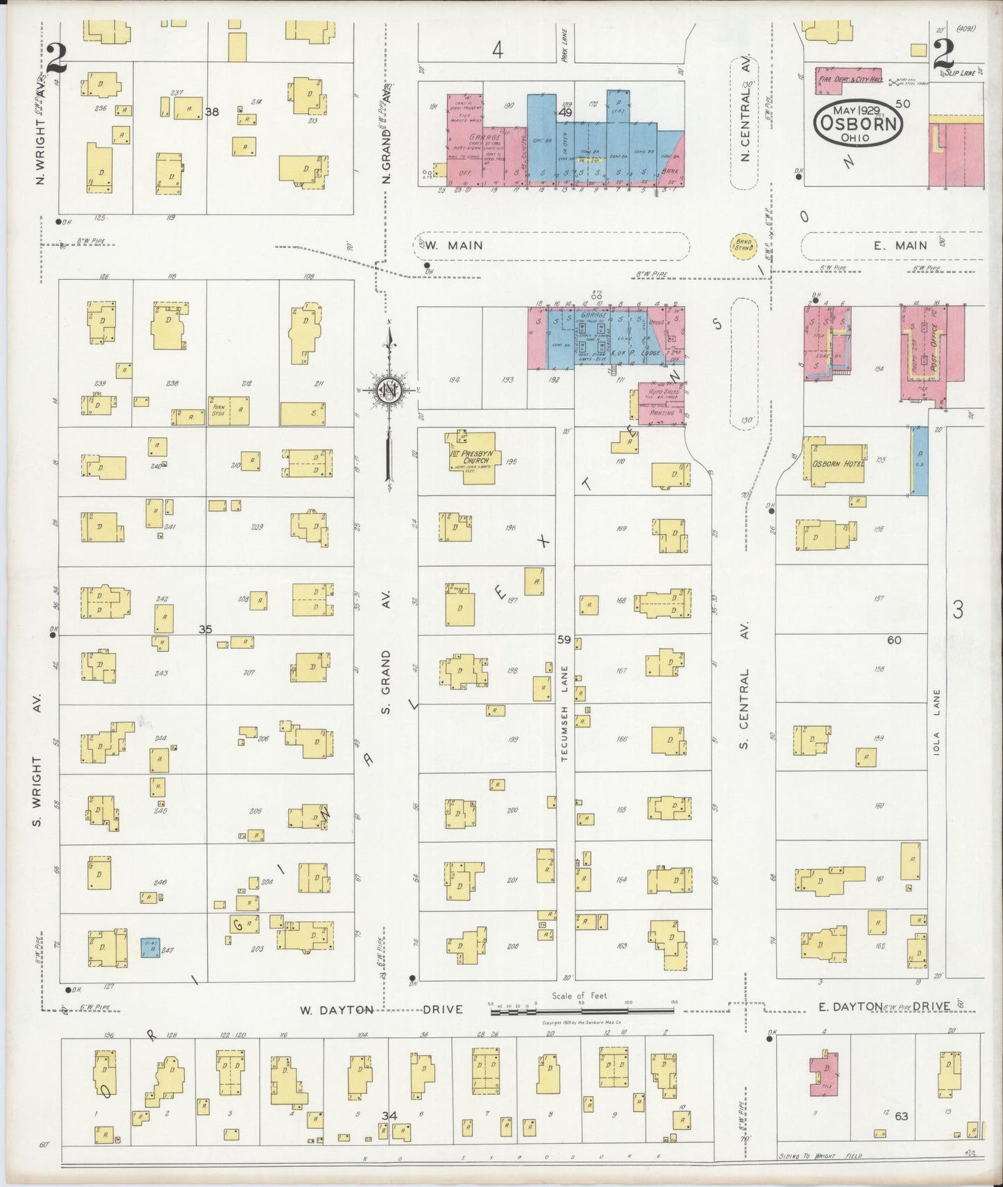 Sanborn Fire Insurance Map from Osborn, Greene County, Ohio (1929), Sheet #0002 - Complete Map Set gallery image, historic Sanborn map, vintage wall art, Ohio Ohio