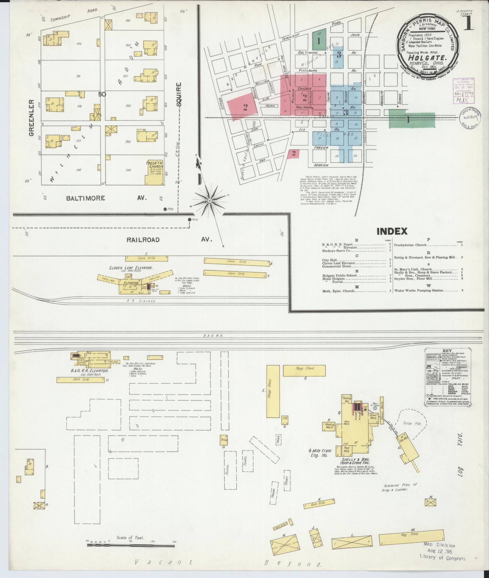 Sanborn Fire Insurance Map from Holgate, Henry County, Ohio (1901), Sheet #0001 - Historic Sanborn Fire Insurance Map Print, vintage old map wall art, antique decor, genealogy gift, Ohio Ohio map