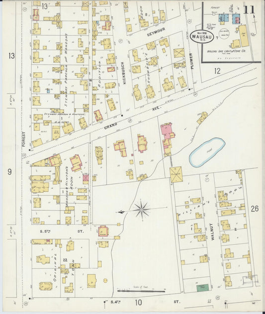 Sanborn Fire Insurance Map from Wausau, Marathon County, Wisconsin (1898), Sheet #0011 - Historic Sanborn Fire Insurance Map Print, vintage old map wall art, antique decor, genealogy gift, Wisconsin Wisconsin map