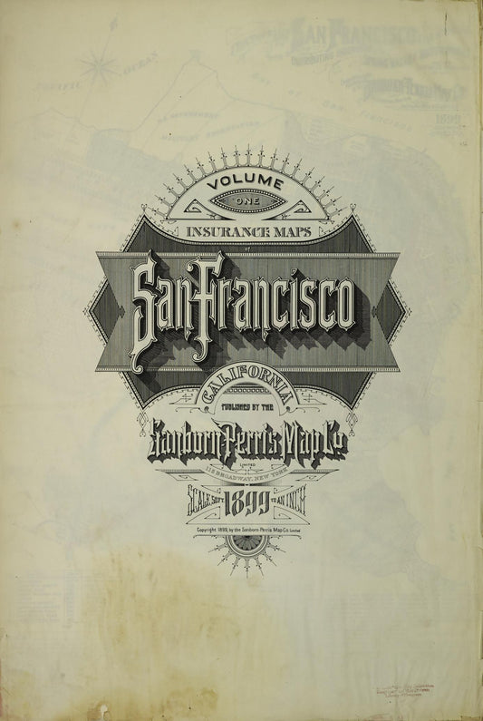 Sanborn Fire Insurance Map from San Francisco, San Francisco County, California (1899), Sheet #0001 - Complete Map Set gallery image, historic Sanborn map, vintage wall art, California California