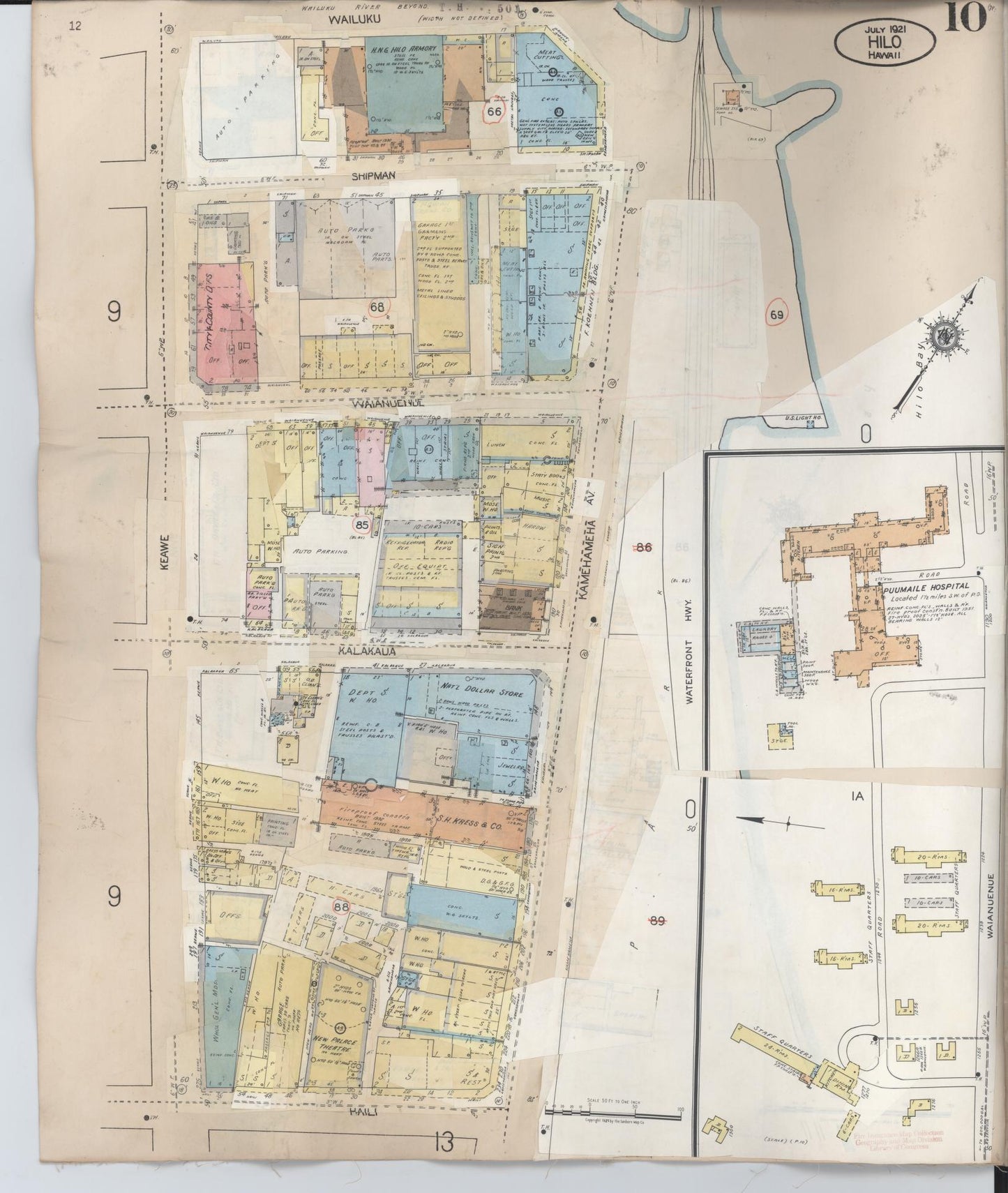 Sanborn Fire Insurance Map from Hilo, Hawaii County, Hawaii (1957), Sheet #0010 - Historic Sanborn Fire Insurance Map Print
