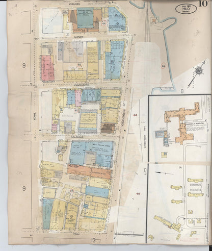 Sanborn Fire Insurance Map from Hilo, Hawaii County, Hawaii (1957), Sheet #0010 - Historic Sanborn Fire Insurance Map Print