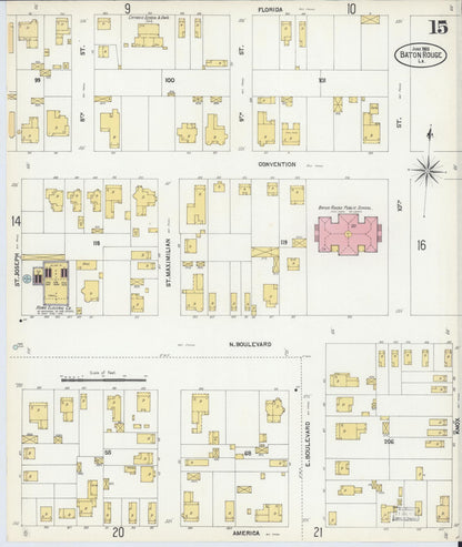 Sanborn Fire Insurance Map from Baton Rouge, East Baton Rouge Parish, Louisiana (1903), Sheet #0015 - Complete Map Set gallery image, historic Sanborn map, vintage wall art, Louisiana Louisiana