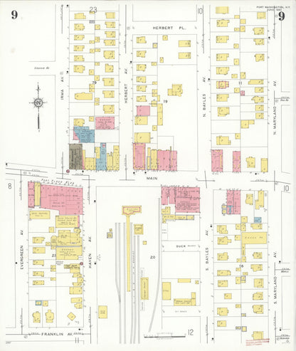 Sanborn Fire Insurance Map from Port Washington, Nassau County, New York (1931), Sheet #0009 - Historic Sanborn Fire Insurance Map Print, vintage old map wall art, antique decor, genealogy gift, New York New York map