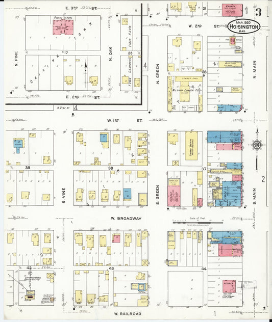 Sanborn Fire Insurance Map from Hoisington, Barton County, Kansas (1920), Sheet #0003 - Historic Sanborn Fire Insurance Map Print, vintage old map wall art, antique decor, genealogy gift, Kansas Kansas map