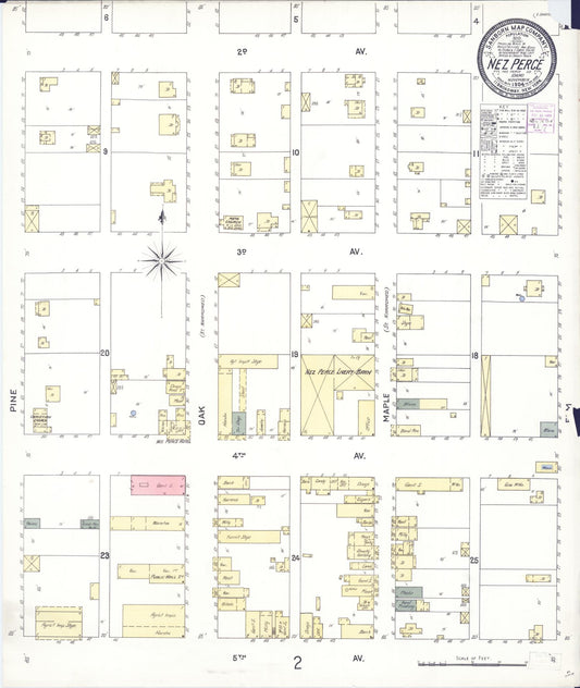 Sanborn Fire Insurance Map from Nez Perce, Lewis County, Idaho (1904), Sheet #0001 - Historic Sanborn Fire Insurance Map Print, vintage old map wall art, antique decor, genealogy gift, Idaho Idaho map
