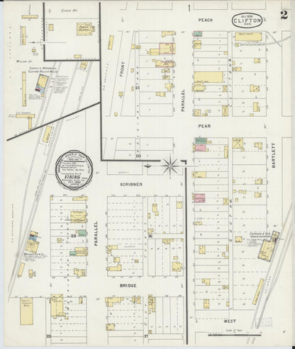 Sanborn Fire Insurance Map from Clifton, Washington and Clay Counties, Kansas (1896), Sheet #0002 - Complete Map Set gallery image, historic Sanborn map, vintage wall art, Kansas Kansas