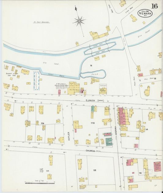 Sanborn Fire Insurance Map from Newark, Wayne County, New York (1906), Sheet #0016 - Historic Sanborn Fire Insurance Map Print, vintage old map wall art, antique decor, genealogy gift, New York New York map