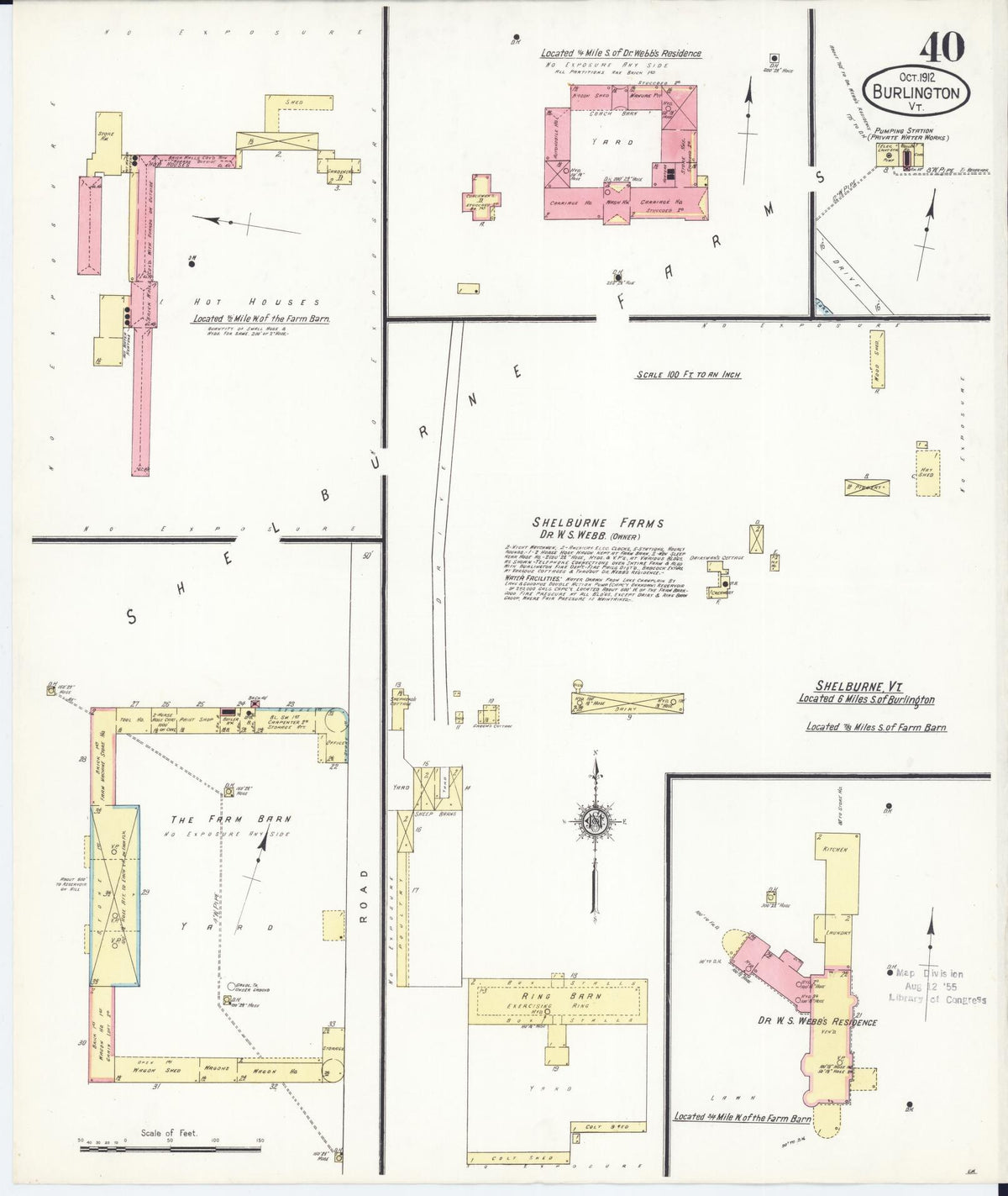 Sanborn Fire Insurance Map from Burlington, Chittenden County, Vermont (1912), Sheet #0040 - Historic Sanborn Fire Insurance Map Print, vintage old map wall art, antique decor, genealogy gift, Vermont Vermont map