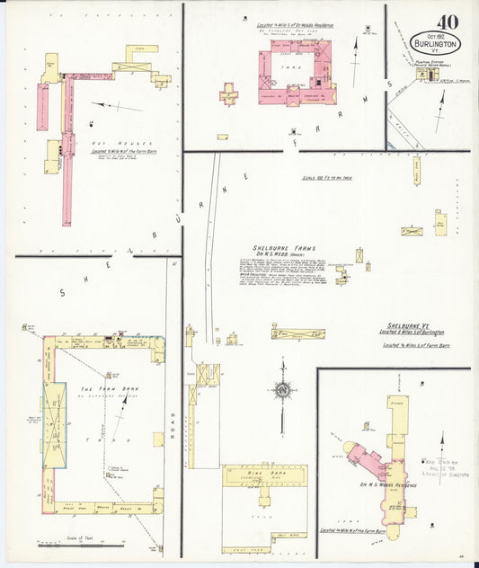 Sanborn Fire Insurance Map from Burlington, Chittenden County, Vermont (1912), Sheet #0040 - Historic Sanborn Fire Insurance Map Print, vintage old map wall art, antique decor, genealogy gift, Vermont Vermont map