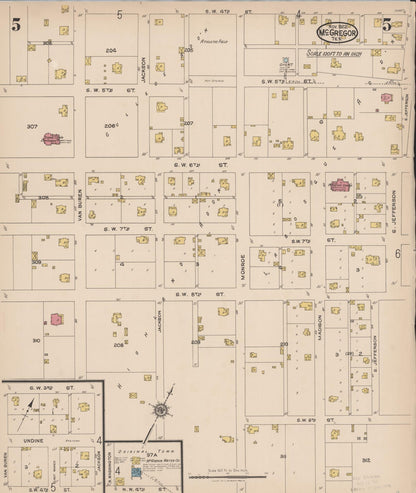 Sanborn Fire Insurance Map from McGregor, McLennan County, Texas (1922), Sheet #0005 - Historic Sanborn Fire Insurance Map Print, vintage old map wall art, antique decor, genealogy gift, Texas Texas map