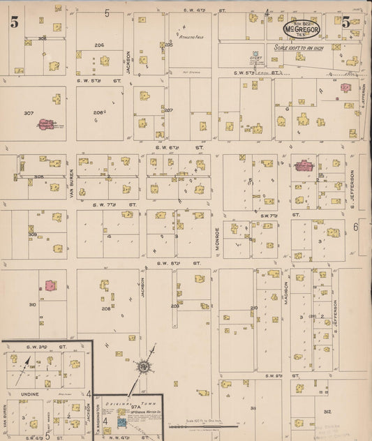 Sanborn Fire Insurance Map from McGregor, McLennan County, Texas (1922), Sheet #0005 - Historic Sanborn Fire Insurance Map Print, vintage old map wall art, antique decor, genealogy gift, Texas Texas map