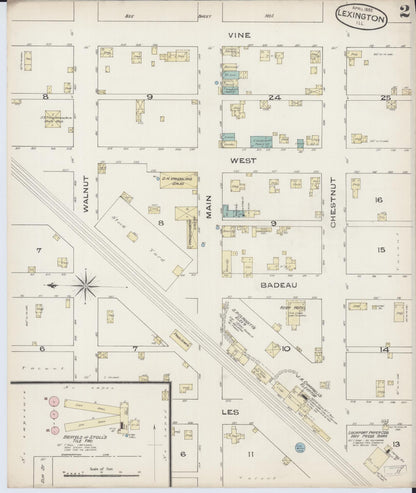 Sanborn Fire Insurance Map from Lexington, McLean County, Illinois (1885), Sheet #0002 - Complete Map Set gallery image, historic Sanborn map, vintage wall art, Illinois Illinois