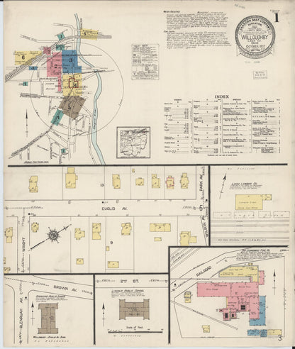 Sanborn Fire Insurance Map from Willoughby, Lake County, Ohio (1922), Sheet #0001 - Historic Sanborn Fire Insurance Map Print, vintage old map wall art, antique decor, genealogy gift, Ohio Ohio map