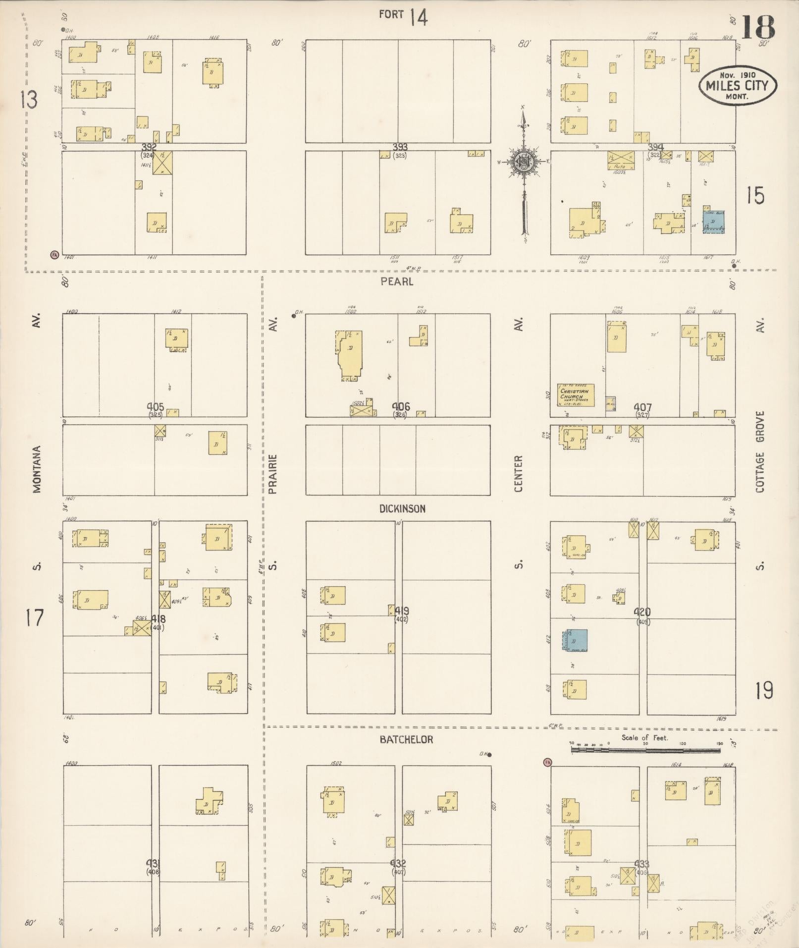 Sanborn Fire Insurance Map from Miles City, Custer County, Montana (1910), Sheet #0018 - Complete Map Set gallery image, historic Sanborn map, vintage wall art, Montana Montana