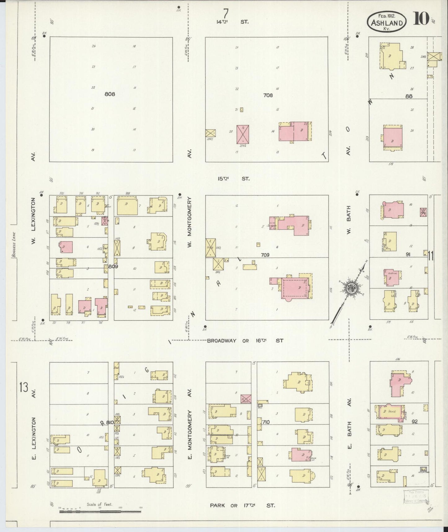 Sanborn Fire Insurance Map from Ashland, Boyd County, Kentucky (1912), Sheet #0010 - Complete Map Set gallery image, historic Sanborn map, vintage wall art, Kentucky Kentucky