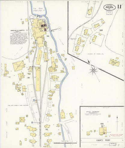 Sanborn Fire Insurance Map from Arcata, Humboldt County, California (1908), Sheet #0011 - Historic Sanborn Fire Insurance Map Print, vintage old map wall art, antique decor, genealogy gift, California California map