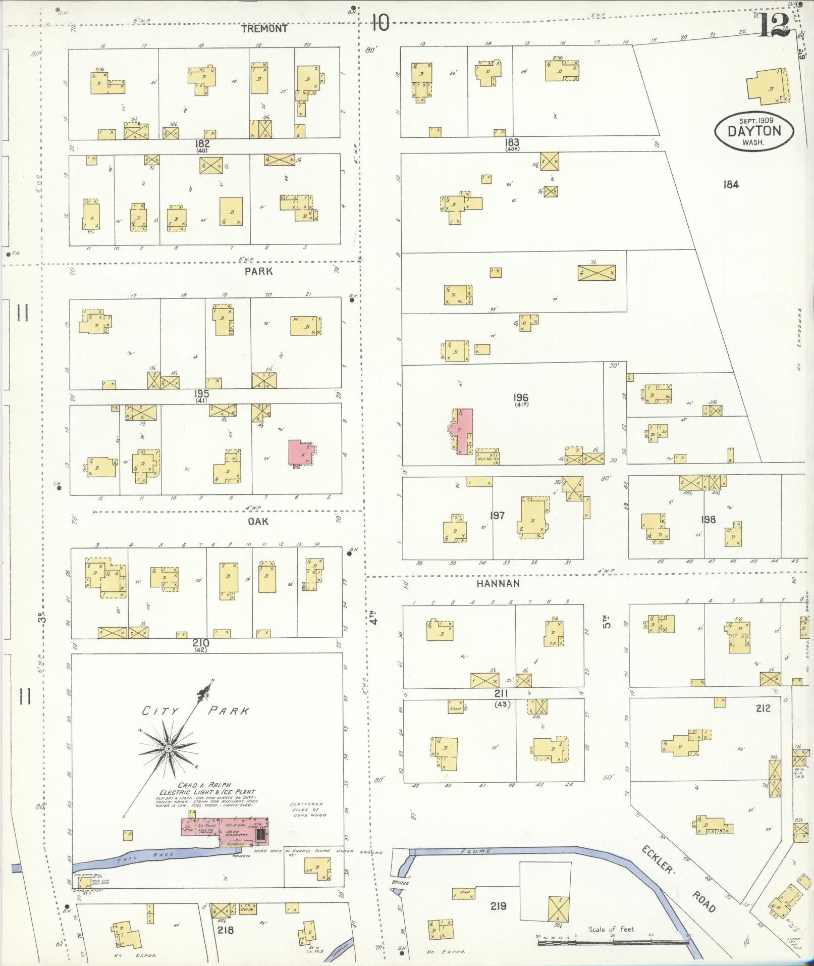 Sanborn Fire Insurance Map from Dayton, Columbia County, Washington (1909), Sheet #0012 - Historic Sanborn Fire Insurance Map Print, vintage old map wall art, antique decor, genealogy gift, Washington Washington map