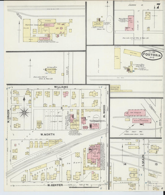 Sanborn Fire Insurance Map from Fostoria, Seneca, Hancock, And Wood Counties, Ohio (1891), Sheet #0007 - Historic Sanborn Fire Insurance Map Print, vintage old map wall art, antique decor, genealogy gift, Ohio Ohio map