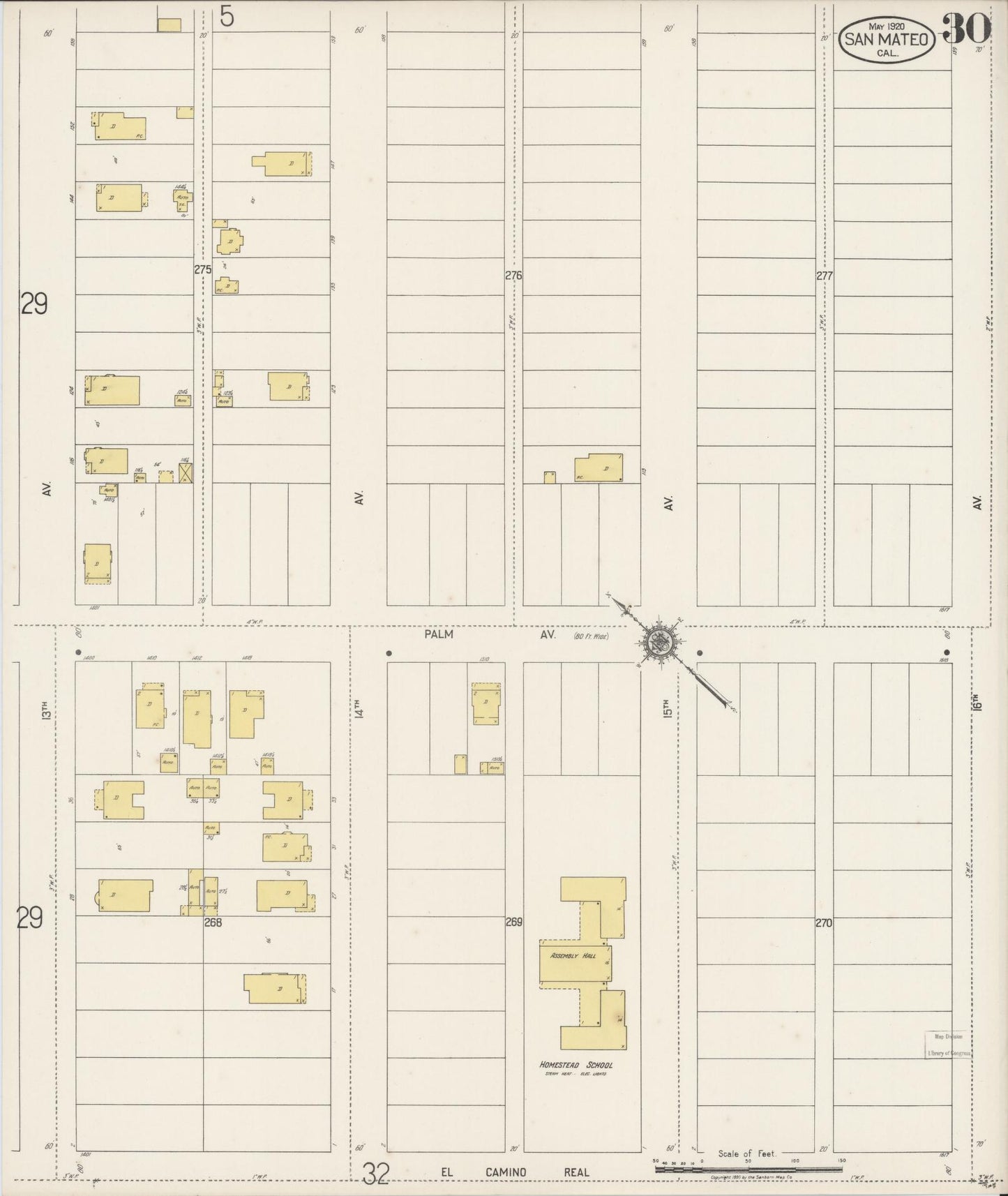 Sanborn Fire Insurance Map from San Mateo, San Mateo County, California (1920), Sheet #0030 - Complete Map Set gallery image, historic Sanborn map, vintage wall art, California California