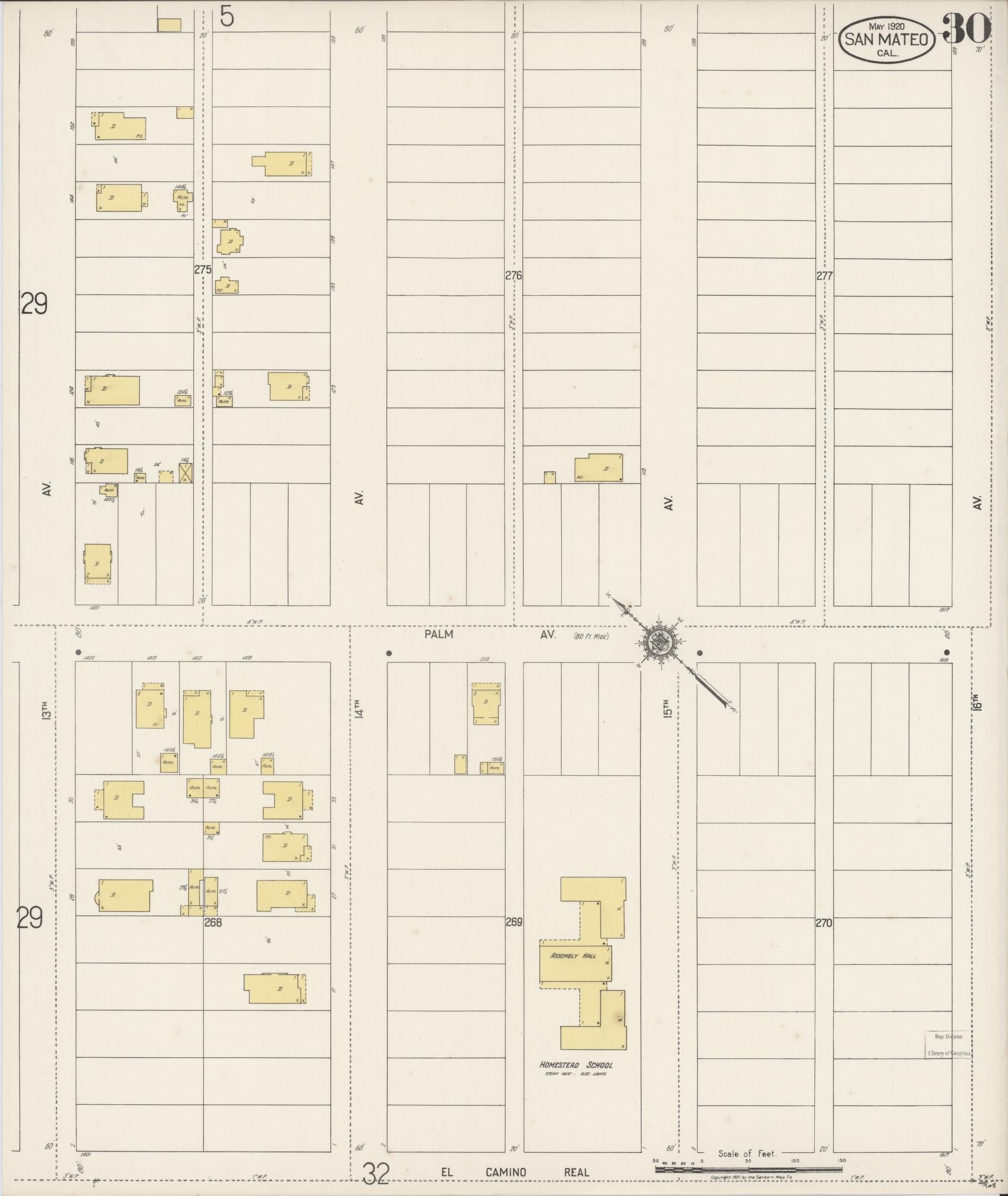 Sanborn Fire Insurance Map from San Mateo, San Mateo County, California (1920), Sheet #0030 - Complete Map Set gallery image, historic Sanborn map, vintage wall art, California California