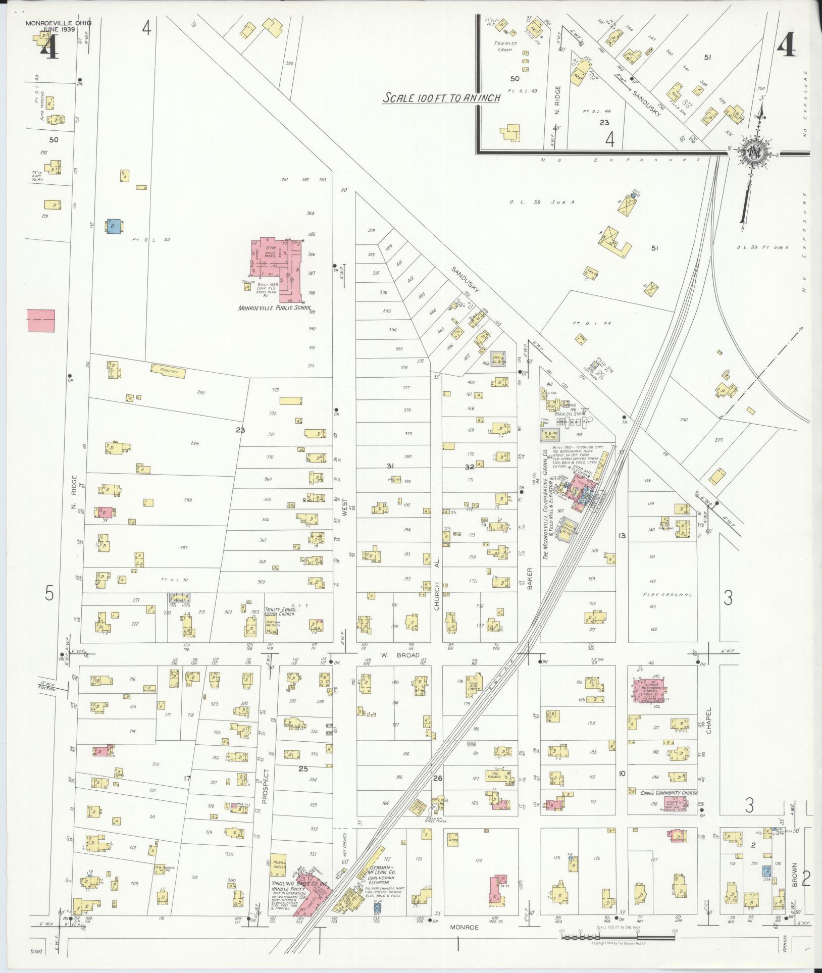 Sanborn Fire Insurance Map from Monroeville, Huron County, Ohio (1939), Sheet #0004 - Complete Map Set gallery image, historic Sanborn map, vintage wall art, Ohio Ohio