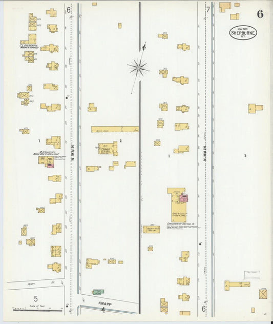 Sanborn Fire Insurance Map from Sherburne, Chenango County, New York (1900), Sheet #0006 - Historic Sanborn Fire Insurance Map Print, vintage old map wall art, antique decor, genealogy gift, New York New York map