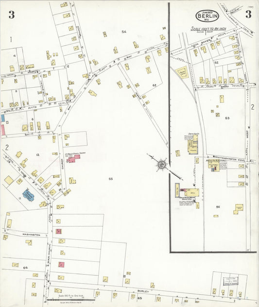 Worcester, Maryland - 1923 - Sanborn Fire Insurance Map, Sheet #0003 - Historic Sanborn Fire Insurance Map Print, Worcester Maryland 1923 0003 vintage old map wall art