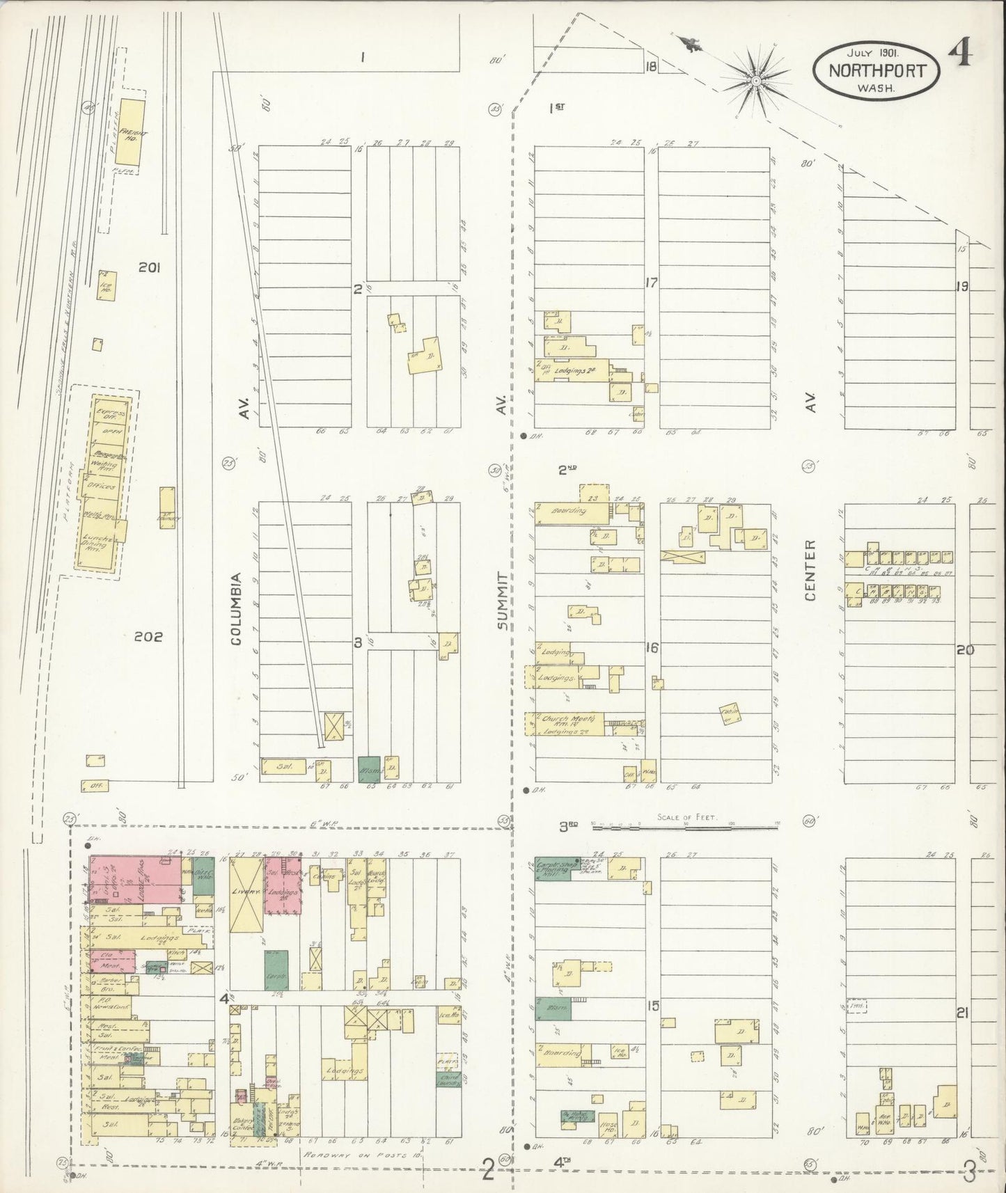 Sanborn Fire Insurance Map from Northport, Stevens County, Washington (1901), Sheet #0004 - Historic Sanborn Fire Insurance Map Print, vintage old map wall art, antique decor, genealogy gift, Washington Washington map