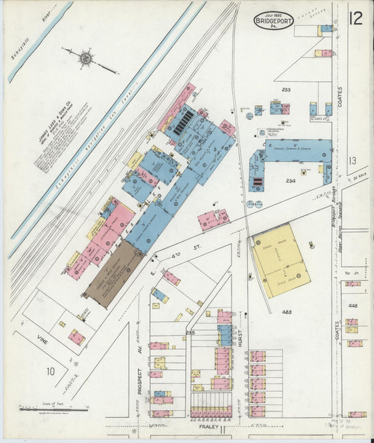 Sanborn Fire Insurance Map from Bridgeport, Montgomery County, Pennsylvania (1920), Sheet #0012 - Historic Sanborn Fire Insurance Map Print, vintage old map wall art, antique decor, genealogy gift, Pennsylvania Pennsylvania map