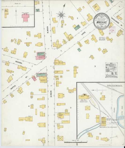 Sanborn Fire Insurance Map from Machias, Cattaraugus County, New York (1904), Sheet #0001 - Historic Sanborn Fire Insurance Map Print, vintage old map wall art, antique decor, genealogy gift, New York New York map
