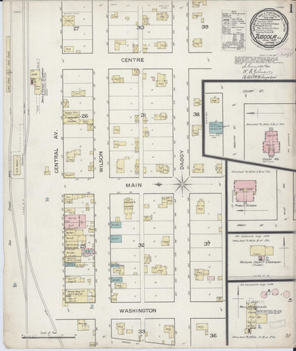 Sanborn Fire Insurance Map from Tuscola, Douglas County, Illinois (1887), Sheet #0001 - Complete Map Set gallery image, historic Sanborn map, vintage wall art, Illinois Illinois