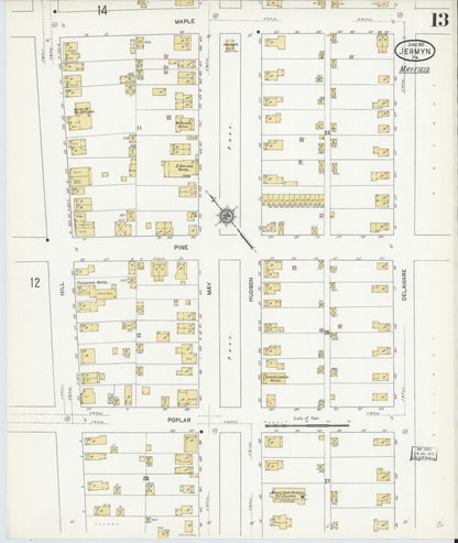 Sanborn Fire Insurance Map from Jermyn, Lackawanna County, Pennsylvania (1912), Sheet #0013 - Complete Map Set gallery image, historic Sanborn map, vintage wall art, Pennsylvania Pennsylvania