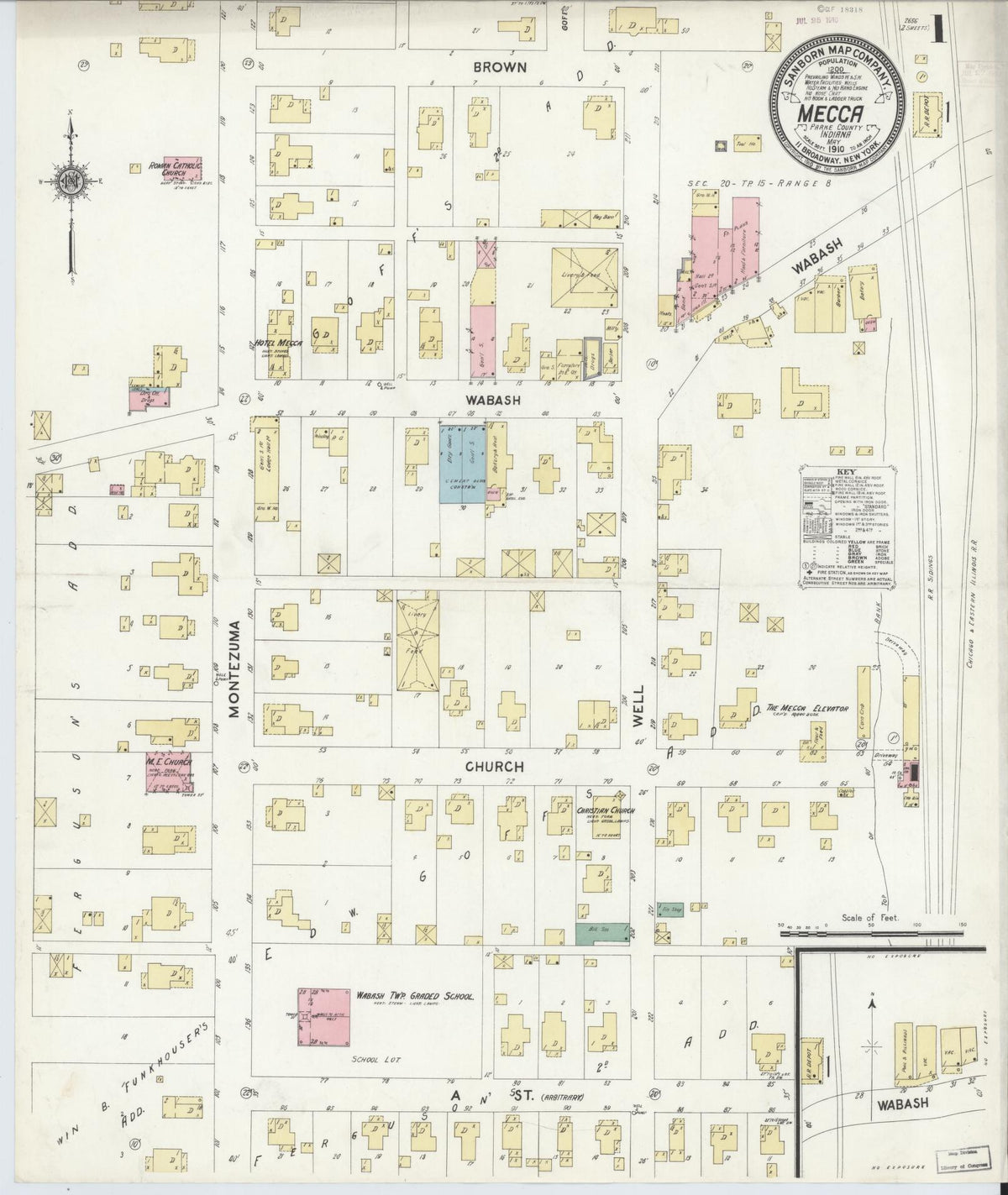 Sanborn Fire Insurance Map from Mecca, Parke County, Indiana (1910), Sheet #0001 - Historic Sanborn Fire Insurance Map Print, vintage old map wall art, antique decor, genealogy gift, Indiana Indiana map