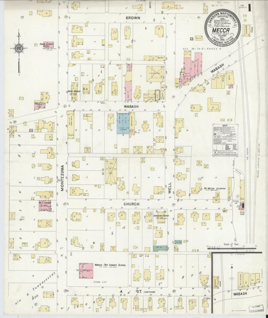 Sanborn Fire Insurance Map from Mecca, Parke County, Indiana (1910), Sheet #0001 - Historic Sanborn Fire Insurance Map Print, vintage old map wall art, antique decor, genealogy gift, Indiana Indiana map