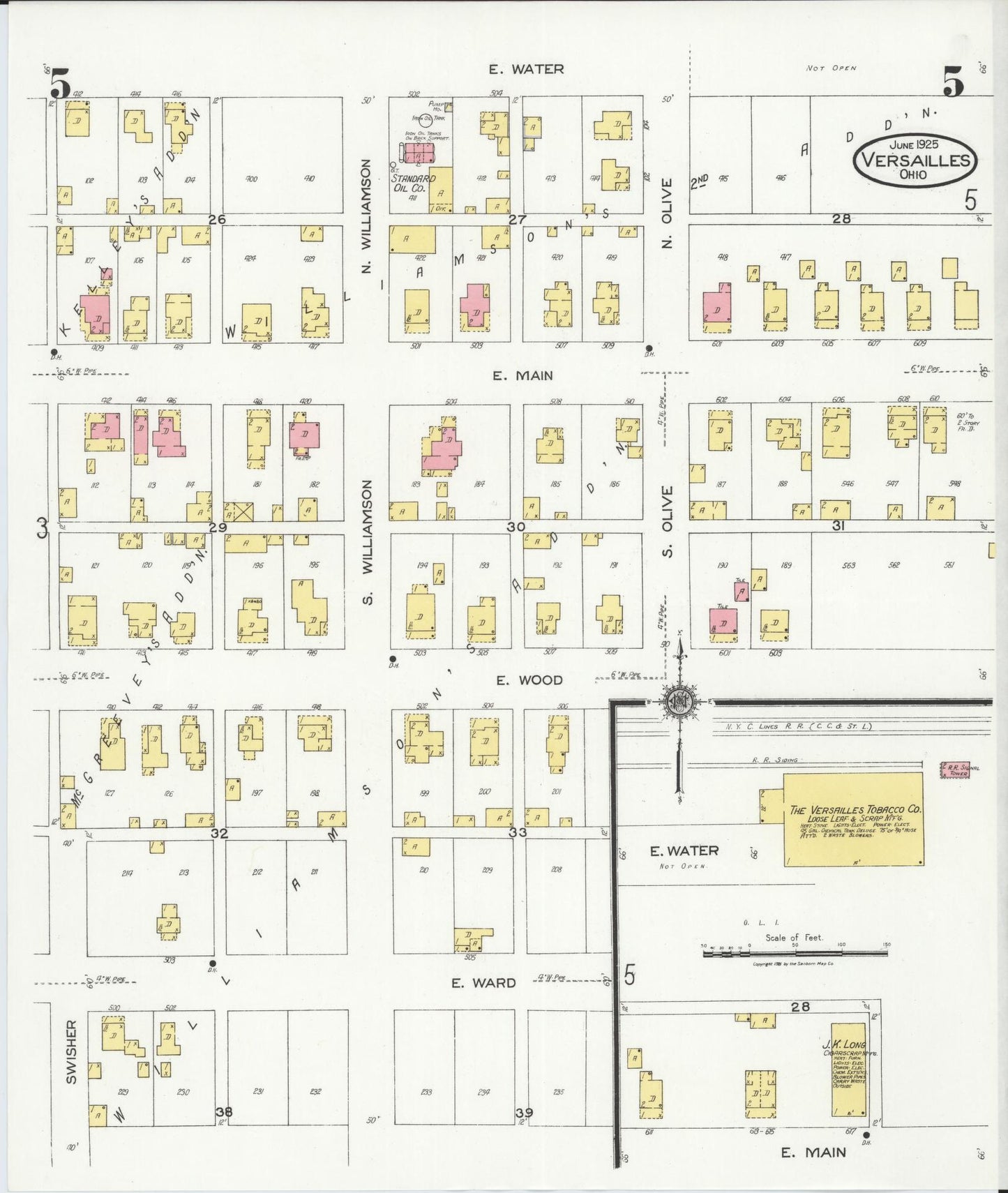 Sanborn Fire Insurance Map from Versailles, Darke County, Ohio (1925), Sheet #0005 - Complete Map Set gallery image, historic Sanborn map, vintage wall art, Ohio Ohio