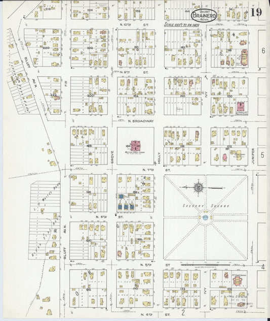 Sanborn Fire Insurance Map from Brainerd, Crow Wing County, Minnesota (1917), Sheet #0019 - Historic Sanborn Fire Insurance Map Print, vintage old map wall art, antique decor, genealogy gift, Minnesota Minnesota map