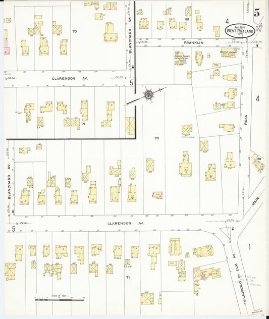 Sanborn Fire Insurance Map from West Rutland, Rutland County, Vermont (1910), Sheet #0005 - Historic Sanborn Fire Insurance Map Print, vintage old map wall art, antique decor, genealogy gift, Vermont Vermont map