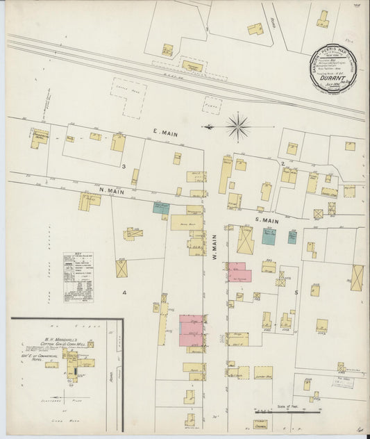 Sanborn Fire Insurance Map from Durant, Bryan County, Oklahoma (1894), Sheet #0001 - Historic Sanborn Fire Insurance Map Print, vintage old map wall art, antique decor, genealogy gift, Oklahoma Oklahoma map