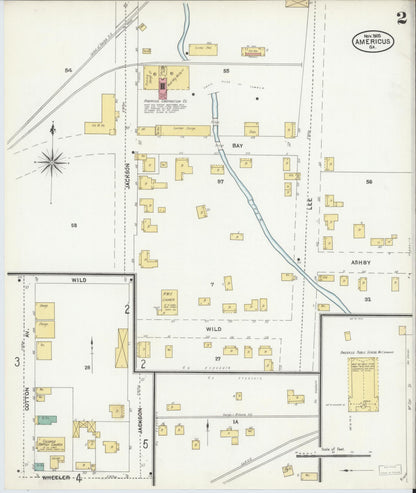 Sanborn Fire Insurance Map from Americus, Sumter County, Georgia (1905), Sheet #0002 - Complete Map Set gallery image, historic Sanborn map, vintage wall art, Georgia Georgia